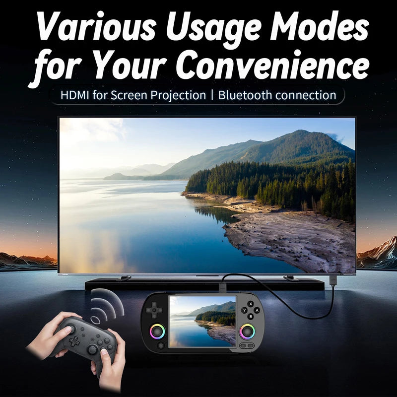 Handheld Game Console with 4-Inch Screen Linux System RGB Lighting