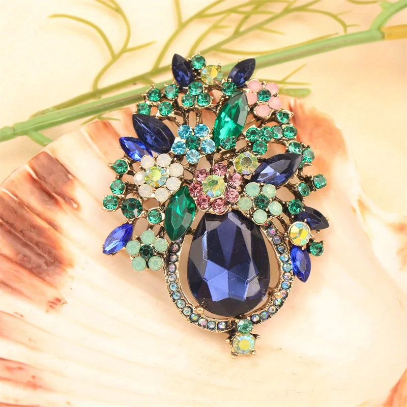 Luxury Flower Brooch Pin Jewelry Accessory for Men Women Wedding Party Gift