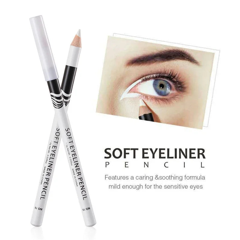 White Waterproof Eyeliner Pencil for Brightening and Eye Definition - Soft & Long-Lasting Makeup Tool