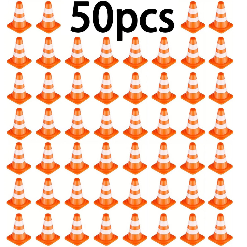 Mini Traffic Cones ABS Plastic Road Safety Props for Scene Layout & Play