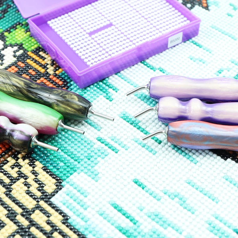 Diamond Painting Resin Pen Kit with Ultra-Fine Metal Tips and Angled & Straight Drill Heads