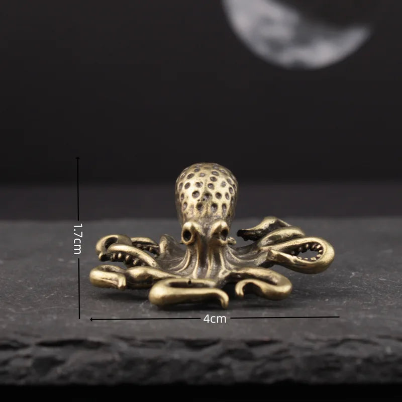 Antique Bronze Brass Octopus Home Decor - Small Keychain Ornament, Versatile Craft Accessory