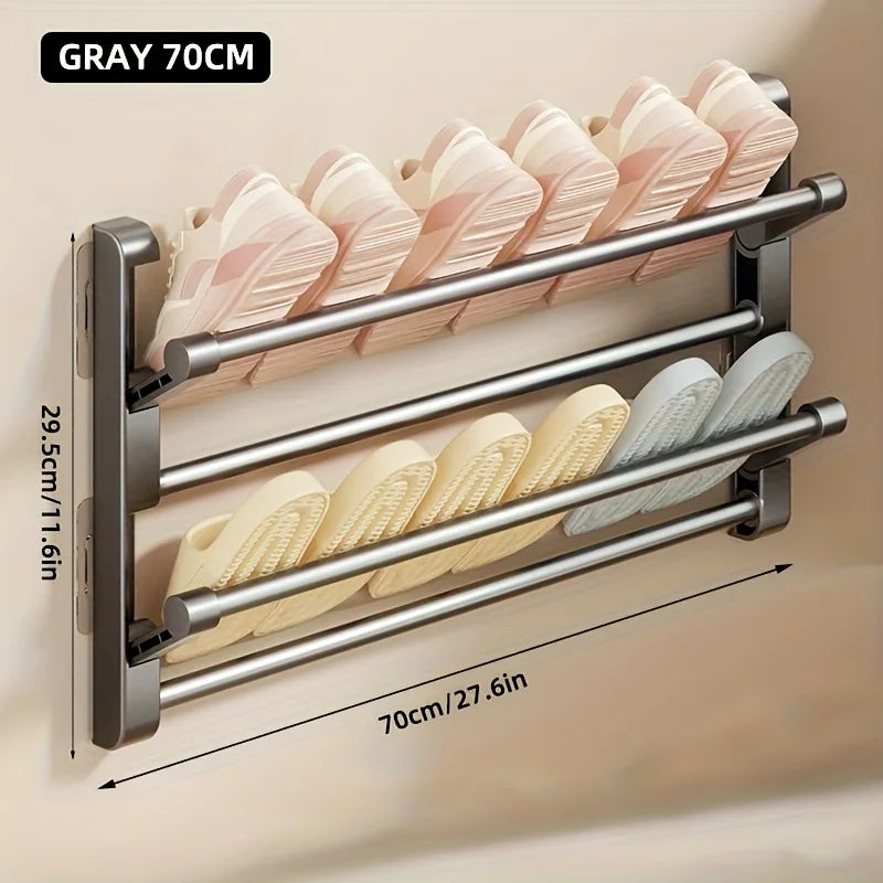 Non-Perforated Wall-Mounted Shoe Rack - Metal Home Shoe Storage Organizer