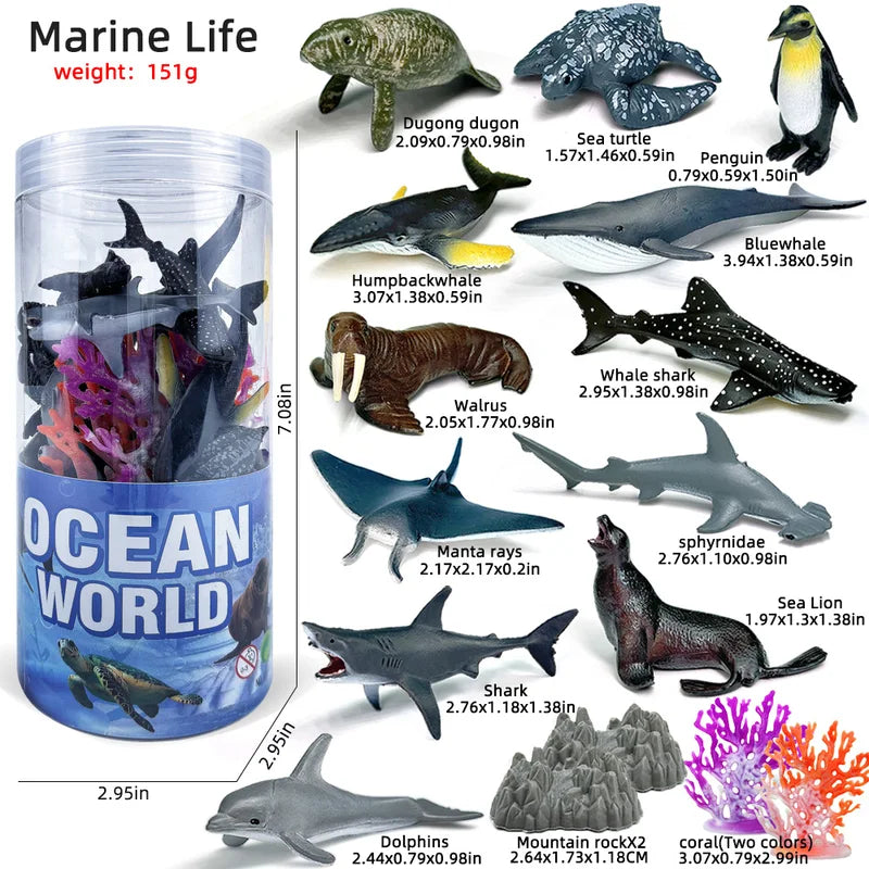 Miniature Animal Action Figures Set - Dinosaur, Lion, Shark, Horse, Zoo Toys for Kids