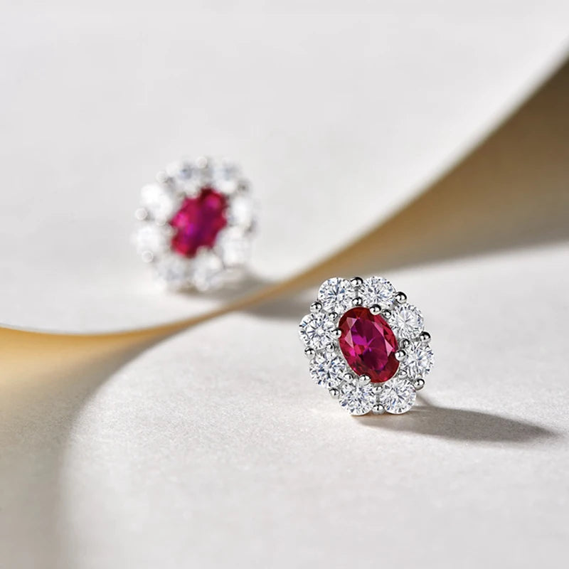 Red Cubic Zircon Earrings for Women - Elegant Wedding Jewelry Gift