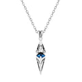 Men's Blue Stone Necklace with Geometric Pendant - Stainless Steel Collar Jewelry