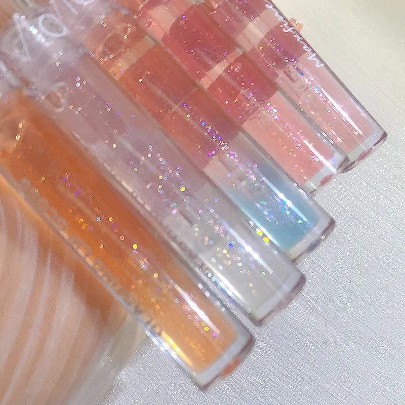 Pearlescent Lip Gloss with Water Reflection Effect - Moisturizing, Plump & Glitter Finish