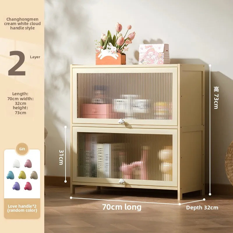 Multi-Layer Clamshell Storage Cabinet for Household Living Room and Bedroom Organization