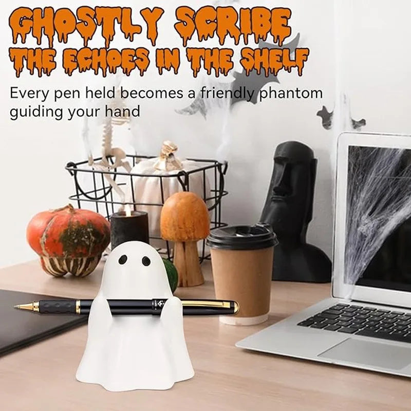 Halloween Ghost Pen Holder - Cute Desktop Pencil Organizer for Home Office