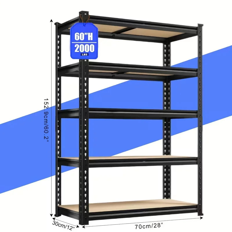 Heavy Duty 72-Inch Industrial Garage Shelving Unit - 2000LBS Capacity, Adjustable Steel Storage Racks
