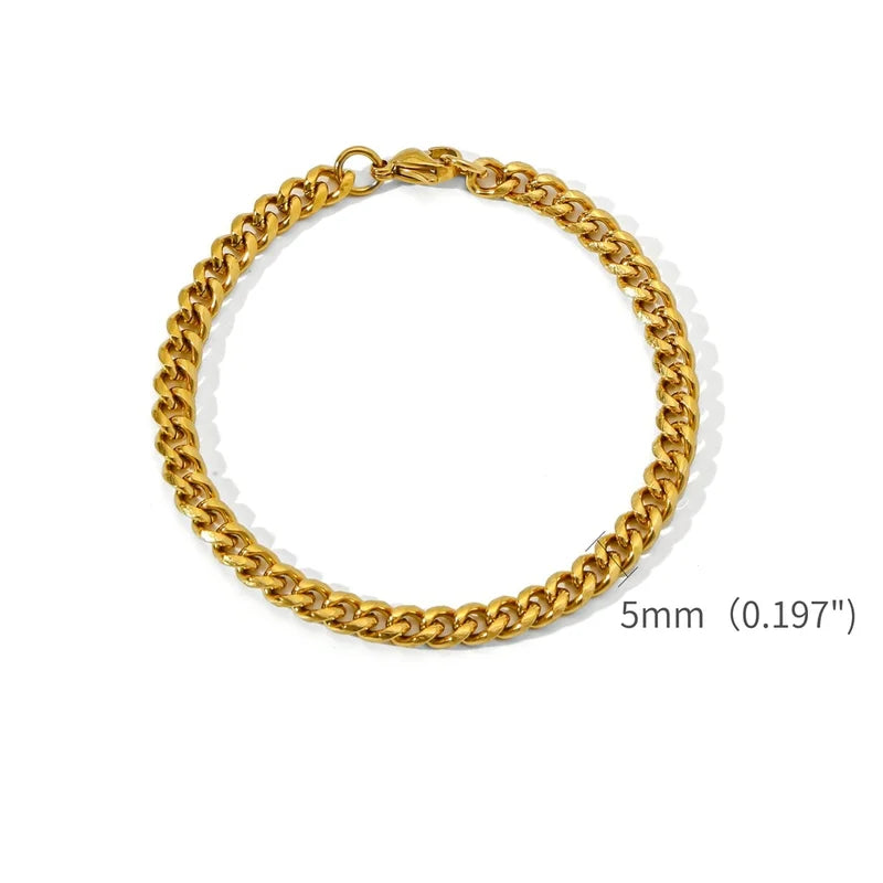 Unisex Gold Color Cuban Chain Bracelet - Retro Hip Hop Jewelry