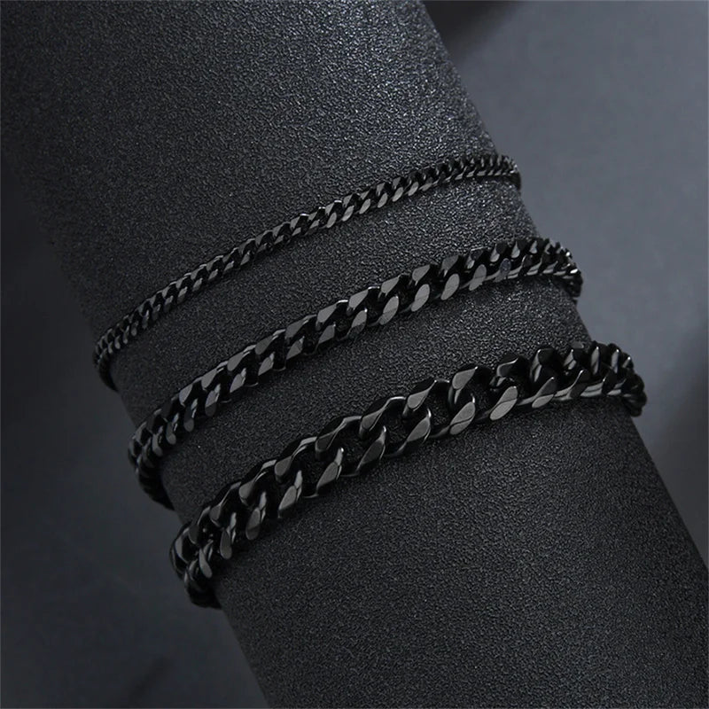 Hip Hop Stainless Steel Cuban Chain Bracelet for Women & Men 3 5 7mm Jewelry