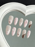 10 Pieces Almond-Shaped Full Cover Nail Tips for Girls and Special Occasions