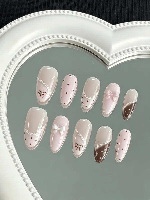 10 Pieces Almond-Shaped Full Cover Nail Tips for Girls and Special Occasions