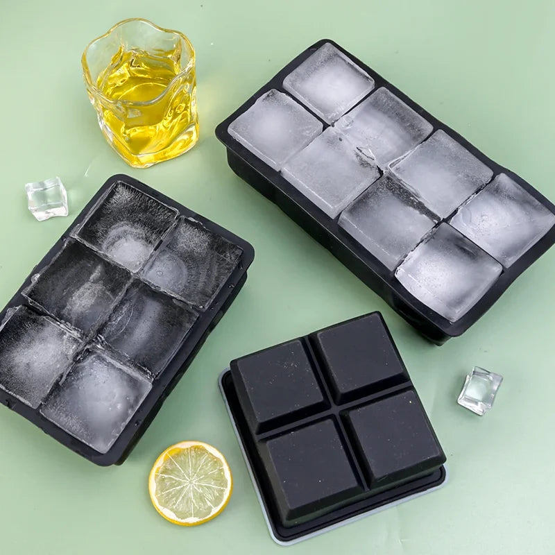 Large Food-Grade Silicone Ice Cube Tray Mold - 4/6/8 Grid Square Ice Maker