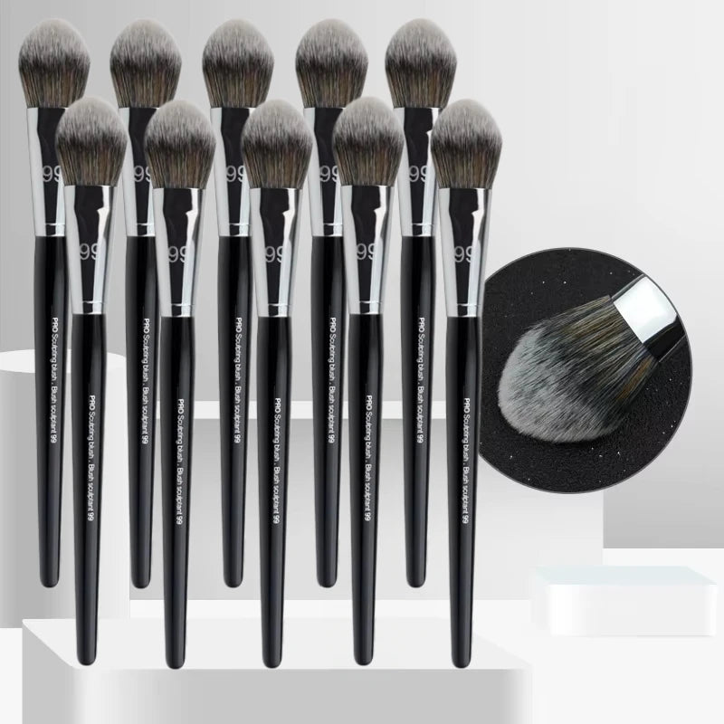 Pro Blush Sculpting Makeup Brush Set - Soft Synthetic Hair, 10-Piece