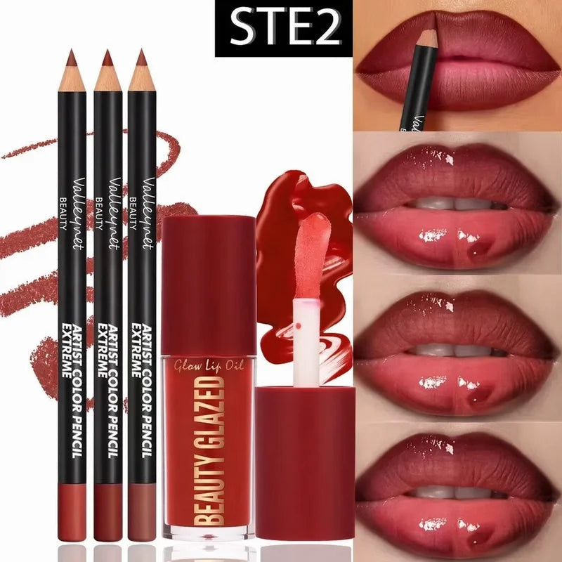 Lip Kit Set with Lip Liners and Lip Gloss - Waterproof, Long-Lasting Matte Finish, Versatile for Casual & Formal Wear