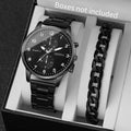 Men's Fashion Quartz Wrist Watch & Bracelet Set Black, Rose, Bronze