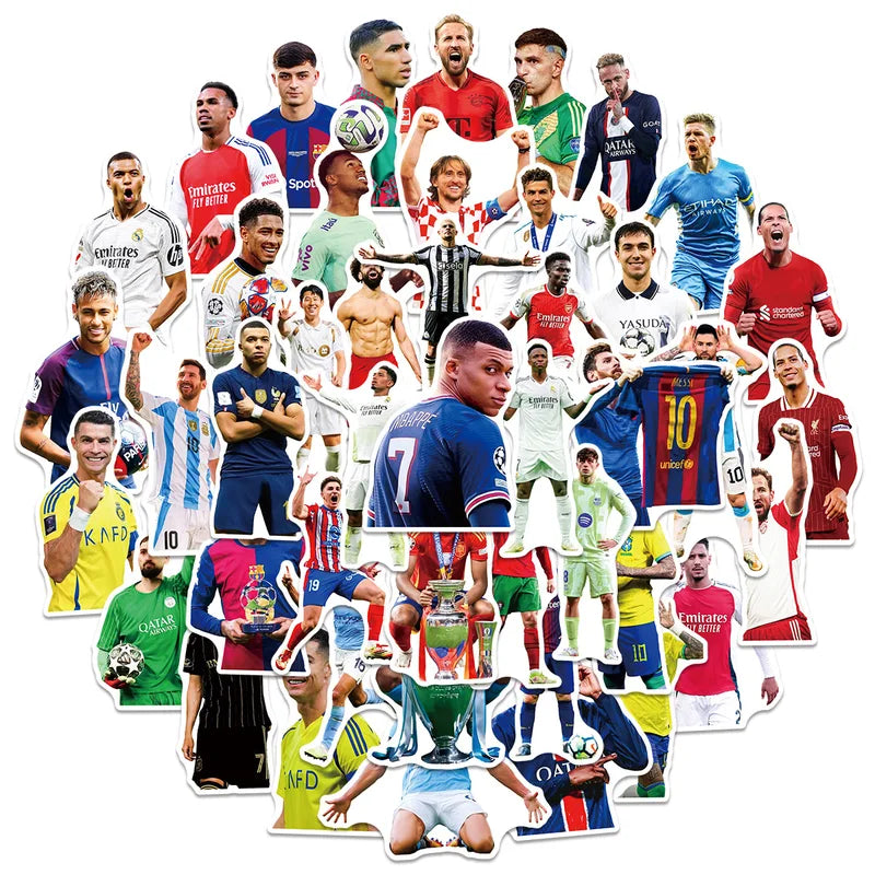 Waterproof Soccer Stickers Pack - 50pcs for Laptop, Water Bottle & Phone