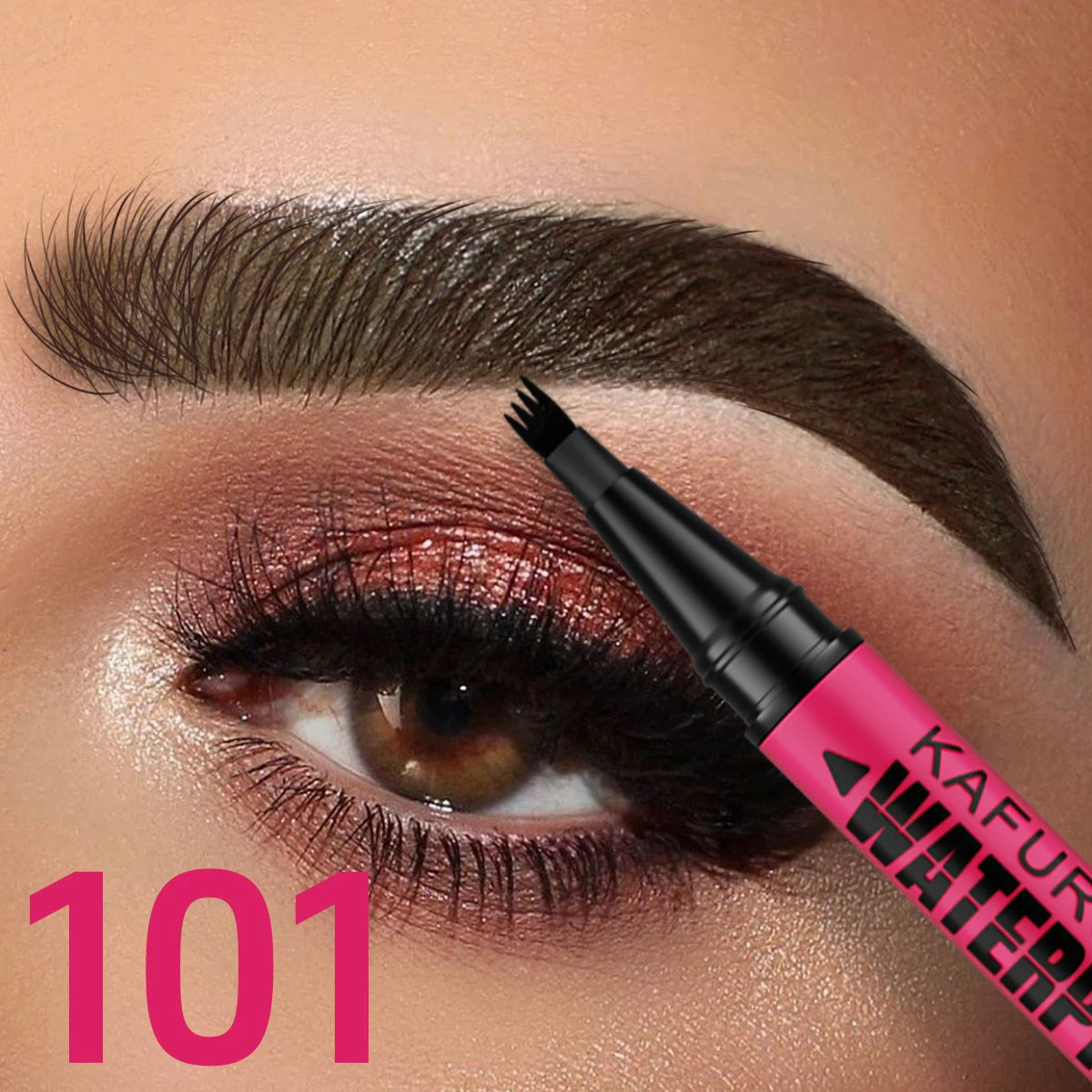 Waterproof 3-Color Eyebrow Pen Microblading Eyebrow Pencil with 4-Head Design for Natural Brows