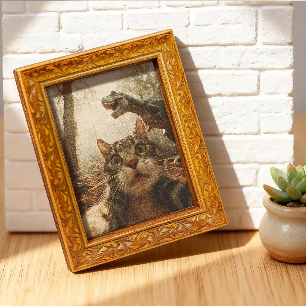 Wooden Refrigerator Magnet - Funny Cat Dinosaur Pattern, Kitchen & Home Decor