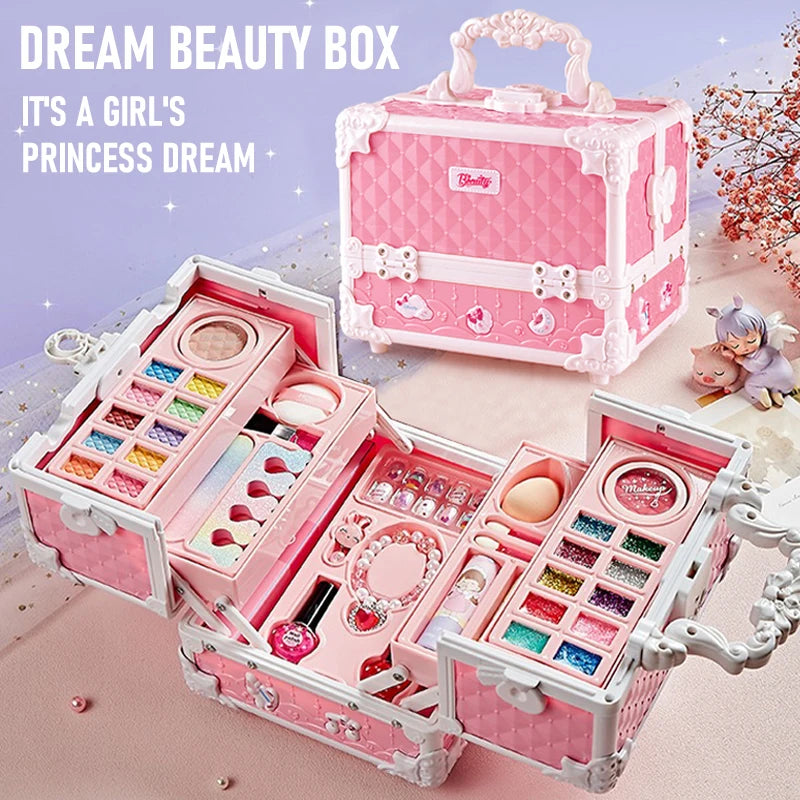 Kids Makeup Kit for Little Girls 49 Pcs Washable Makeup Set with Case - Birthday Gift