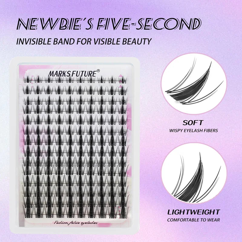 Natural Eyelash Clusters 8-18mm Wispy C Curl for Dramatic Eye Look