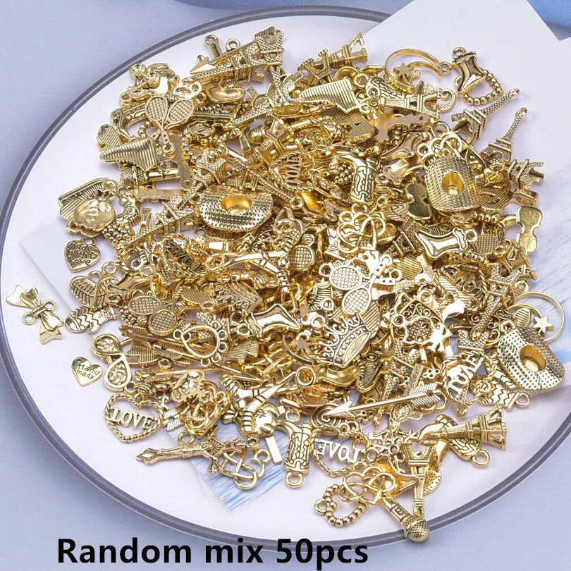 Gold Color Starfish Butterfly Metal DIY Charm Assortment for Jewelry Making