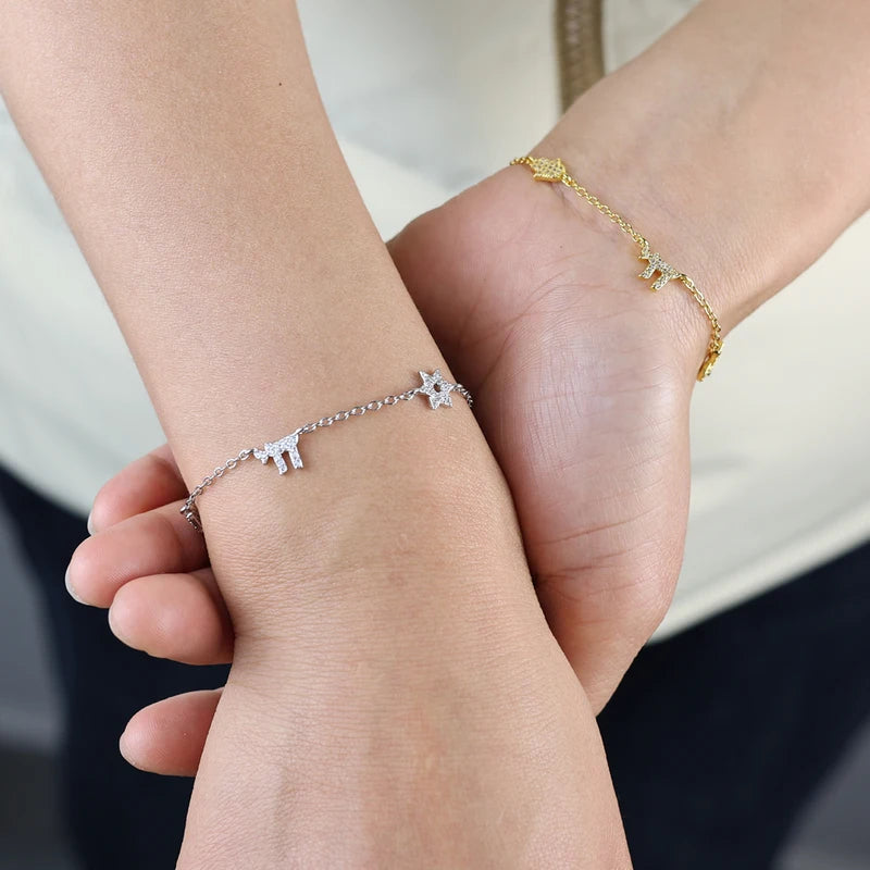 Lucky Charm Chain Eye Star Fish Amulet Jewelry Gold Bracelet - Religious Symbol