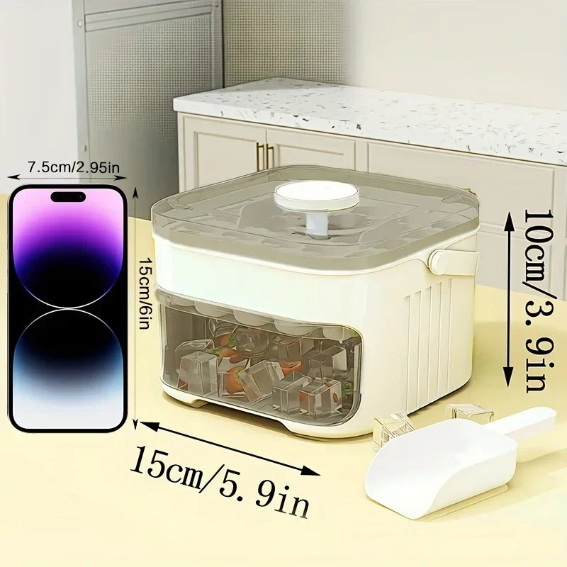 2-Layer Ice Cube Tray with Lid - Large Capacity & Space-Saving, Easy to Make & Store