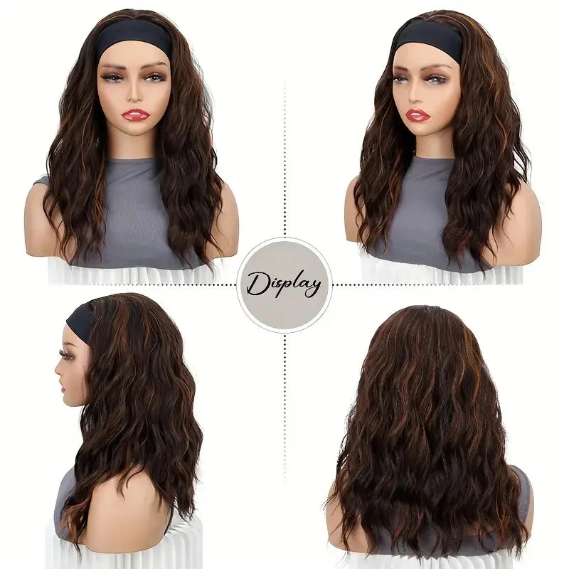 Women's Curly Short Wavy Hairband Wig Heat-Resistant Fiber Synthetic Hair