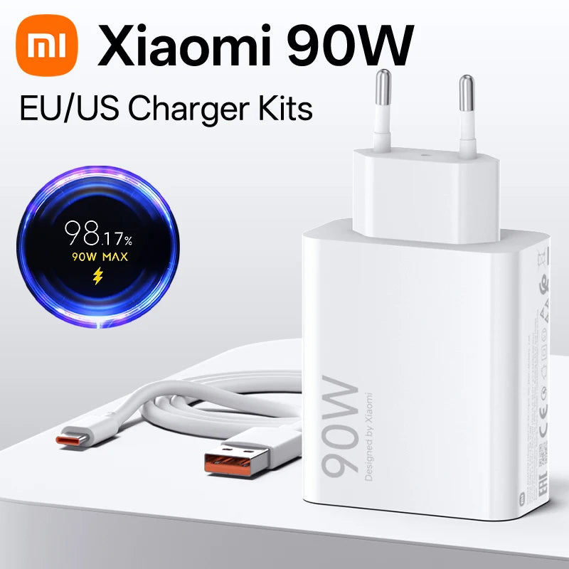 90W Fast Charging USB-C Charger & Cable Set for Xiaomi & POCO Phones