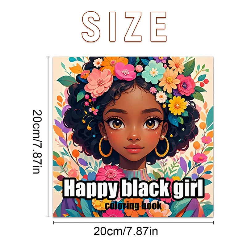 Black Coloring Book for Dark-Skinned Girls - Thick Pages Creative Expression