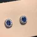 Natural Sapphire Stud Earrings for Women - Handmade Copper Jewelry Gift