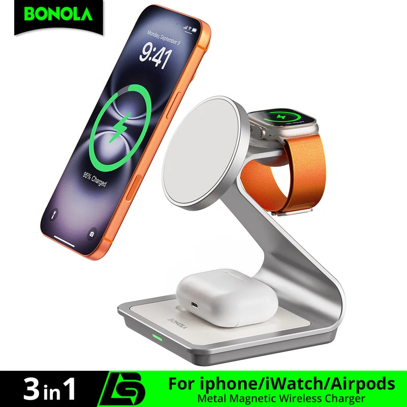 3-in-1 Wireless Charging Station for iPhone, Apple Watch & AirPods 30W