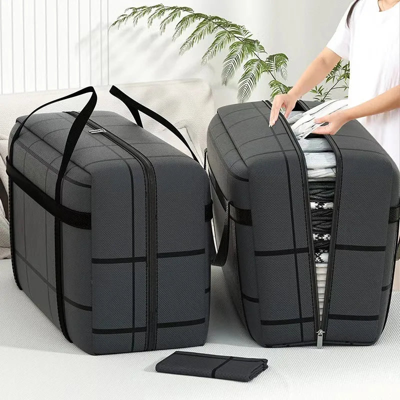 Large Capacity Folding Duffel Bag for Clothing Storage – Portable Wardrobe Organizer with Double Zipper