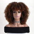 16 Inch Afro Kinky Curly Synthetic Wig with Bangs for Party Cosplay & Daily Wear