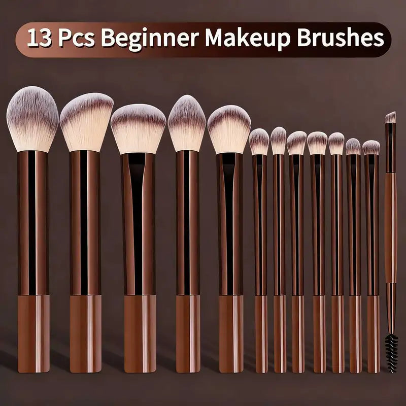 13-Piece Professional Makeup Brush Set for Face & Eye with Travel Case