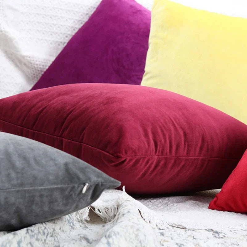 Velvet Cushion Cover Set - Soft Pillow Cases for Sofa & Living Room Decor