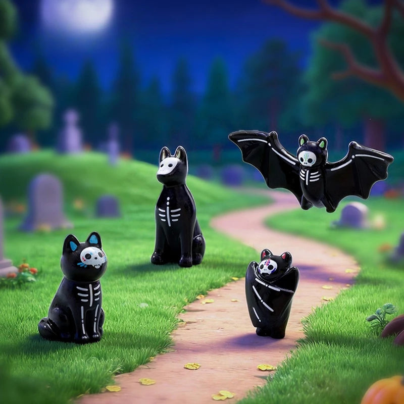 Halloween Mini Ghost Owl Bat Figurine Set - Decoration & DIY Accessories