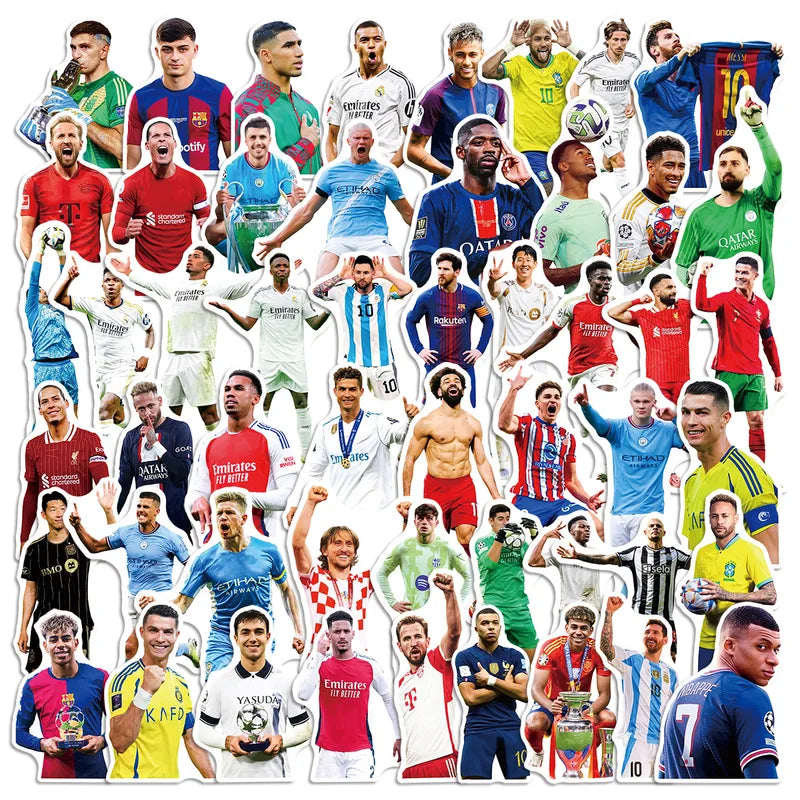 Waterproof Soccer Stickers Pack - 50pcs for Laptop, Water Bottle & Phone