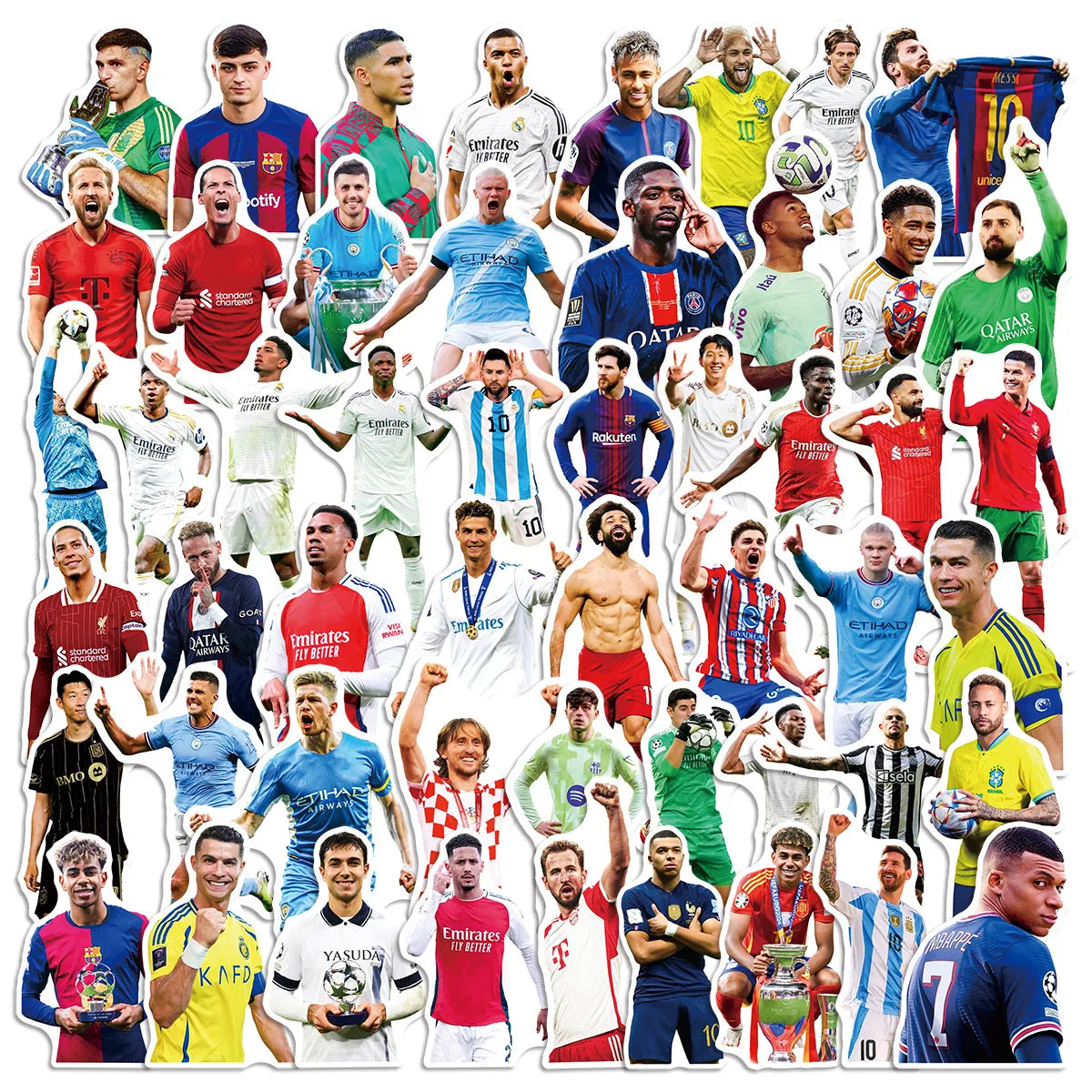 Waterproof Soccer Stickers Pack - 50pcs for Laptop, Water Bottle & Phone