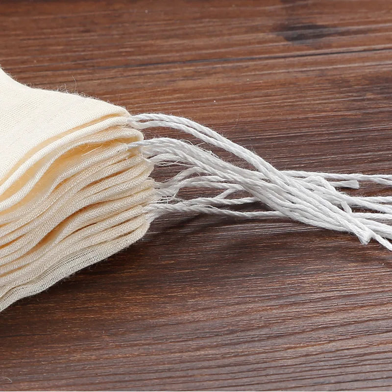 5 Pack Cotton Mesh Filter Bags for Herbs Spice Straining & Cooking - Reusable Kitchen Tool