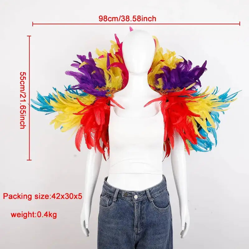 Unisex Feather Shawl for Costume Role Play and Party Wear