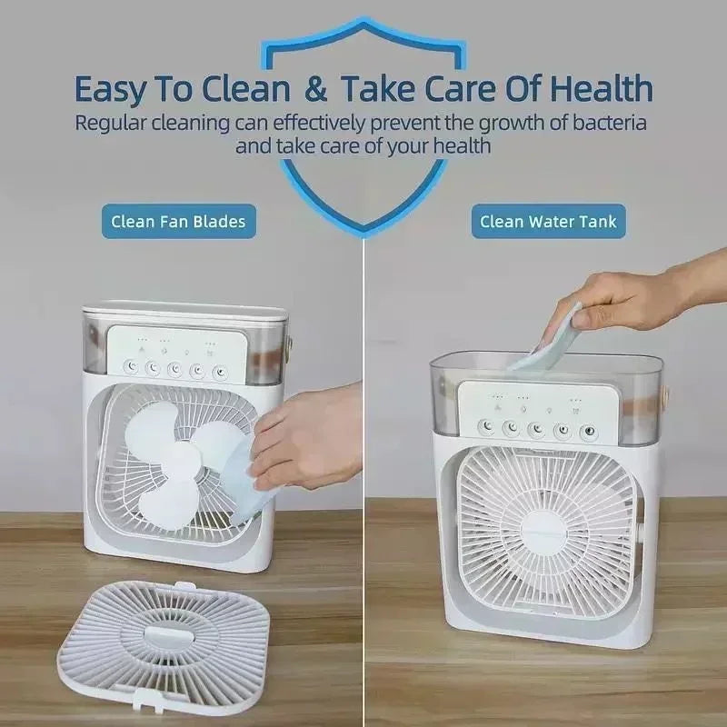 3-in-1 Portable Air Cooler Fan Humidifier with LED Night Light - Personal Climate Control