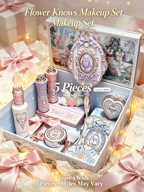5-Piece Makeup Gift Set with Lip Gloss Eyeshadow Blush Highlighter in Cosmetic Box