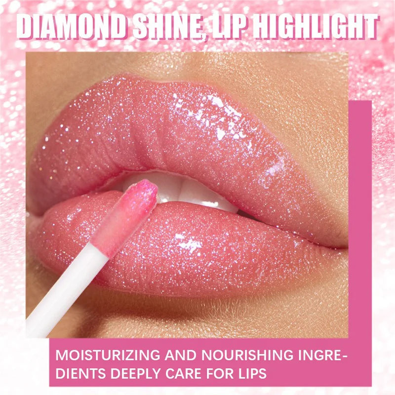 Glitter Shimmer Lip Gloss Set - Moisturizing Tinted Lipstick with Diamond Effect, 6 Colors