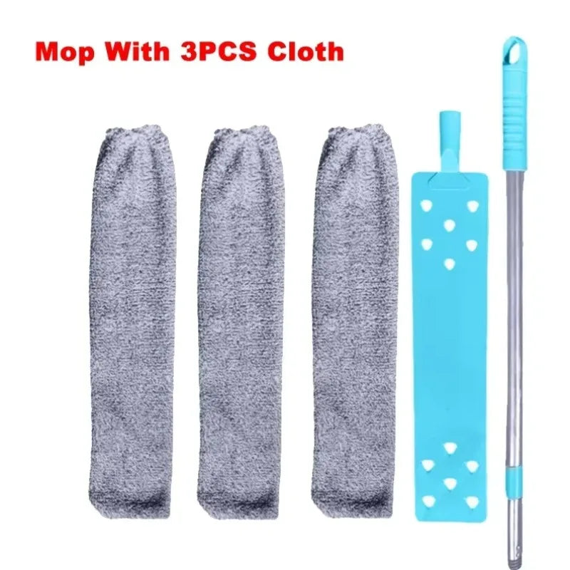 Extendable Mop with Bendable Head and Microfiber Dusting Brush for Home Cleaning