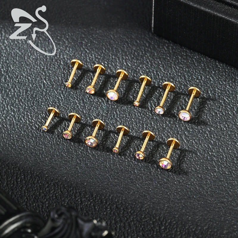 10PCS Lip Piercings Set Stainless Steel Cartilage Lip Rings Gold Silver Colors