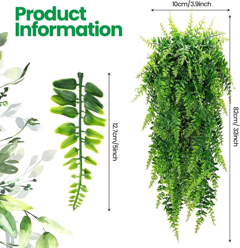 Artificial Hanging Plants Set - Faux Greenery for Indoor Outdoor Decor
